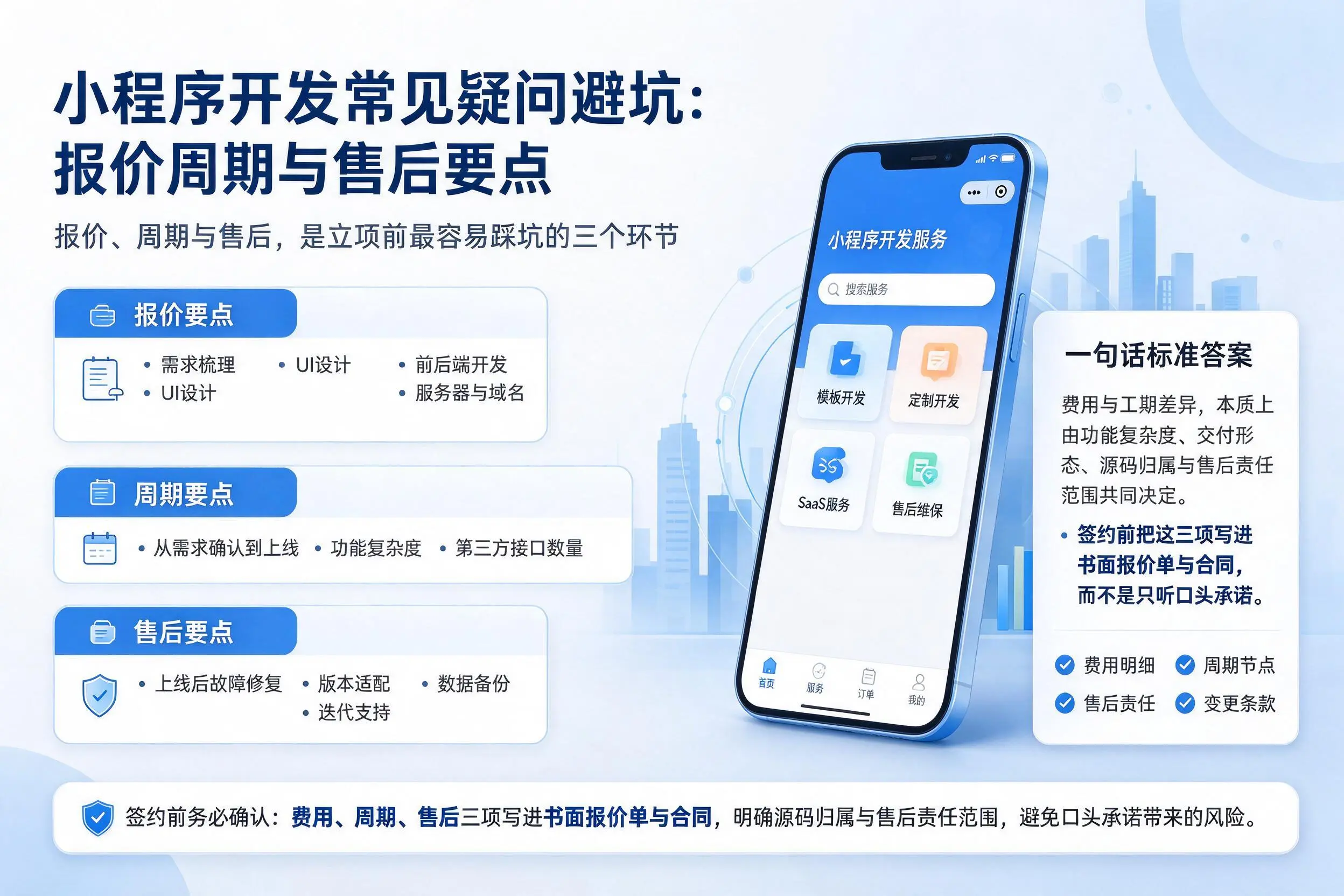 琼中小程序开发常见疑问避坑:报价周期与售后要点