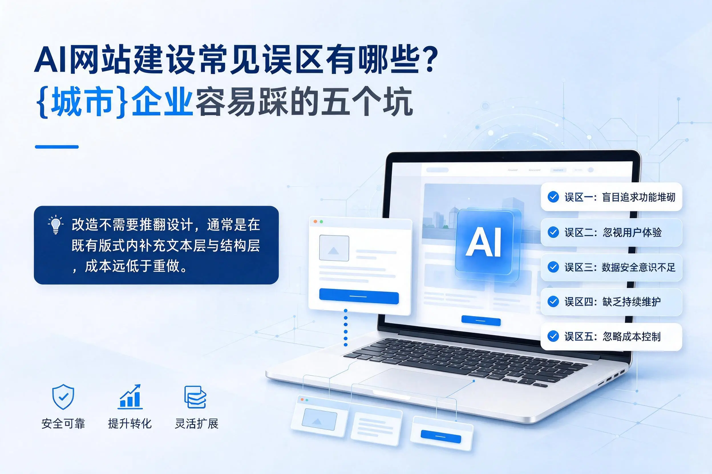 AI网站建设常见误区有哪些？琼中企业容易踩的五个坑