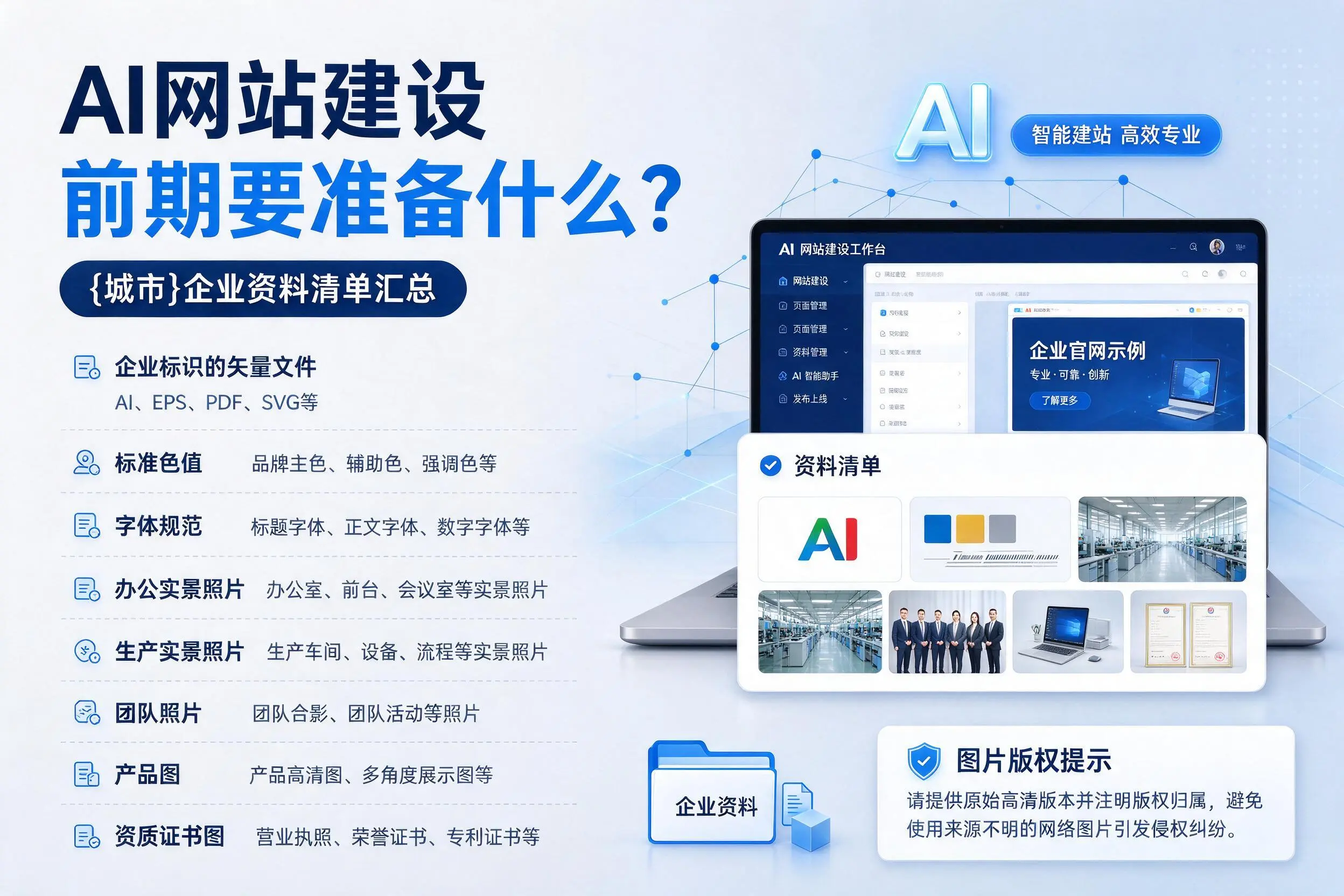 AI网站建设前期要准备什么？琼中企业资料清单汇总
