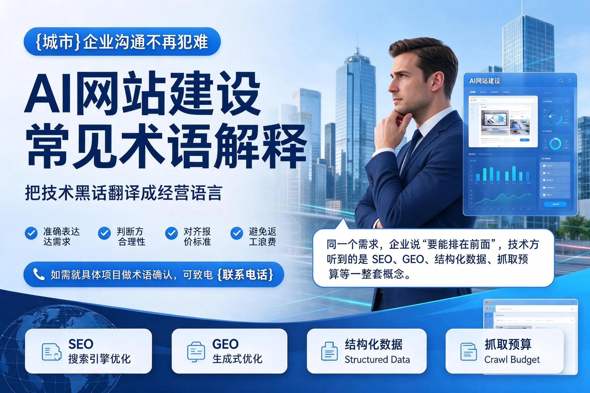 AI网站建设常见术语解释,琼中企业沟通不再犯难