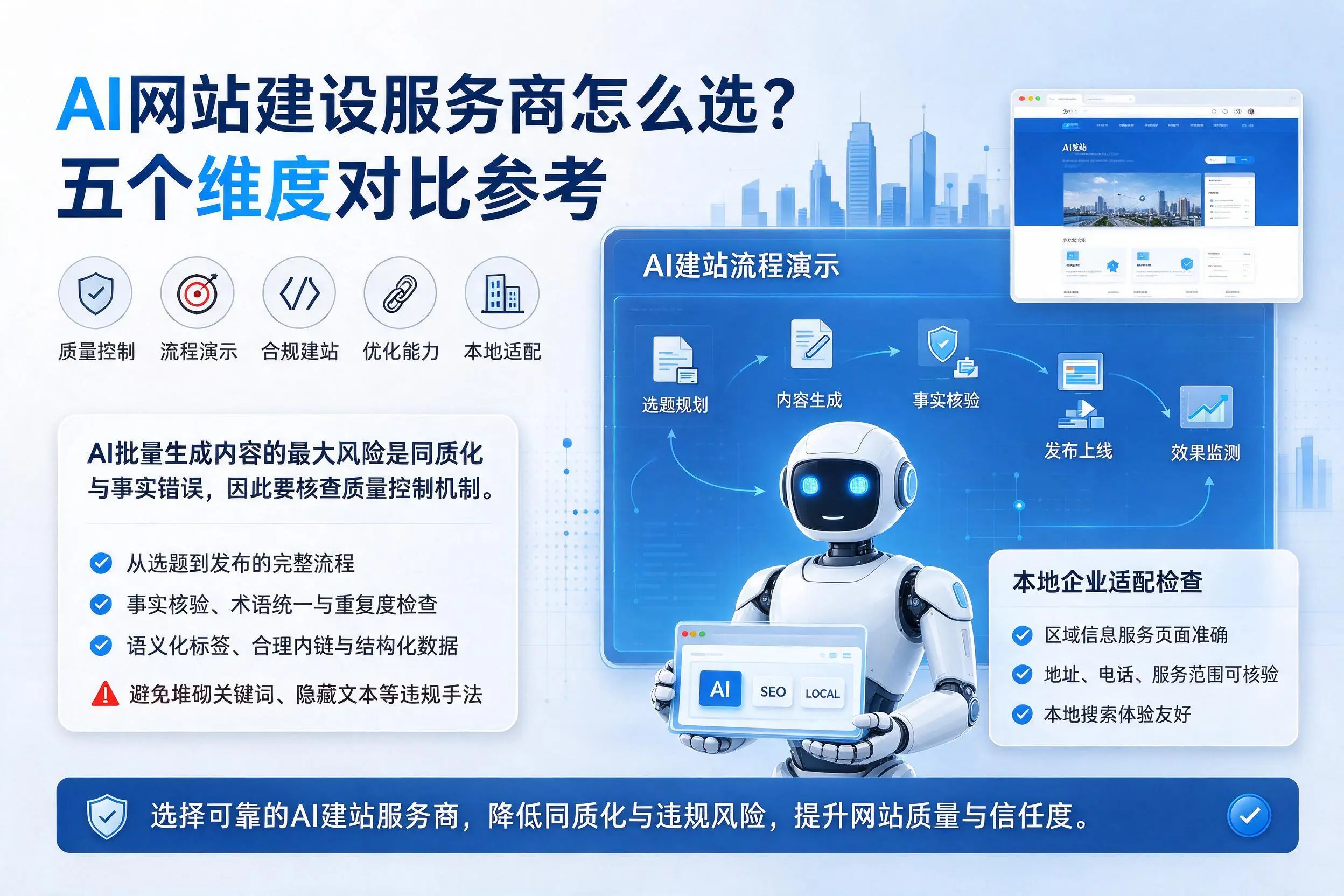 琼中AI网站建设服务商怎么选？五个维度对比参考